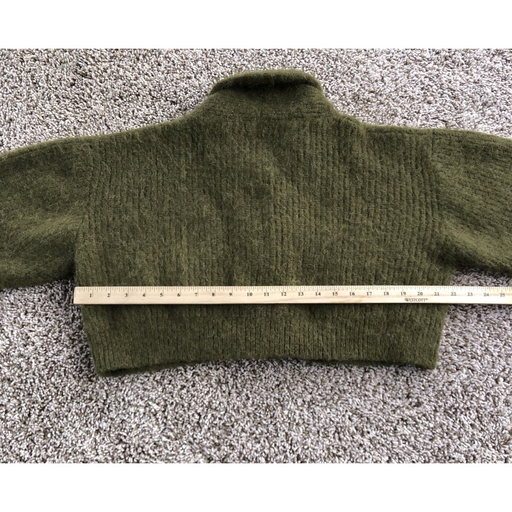 Ozma Of California Cropped Cardigan Sweater Womens XS Olive Green Baby Alpaca - Picture 9 of 10